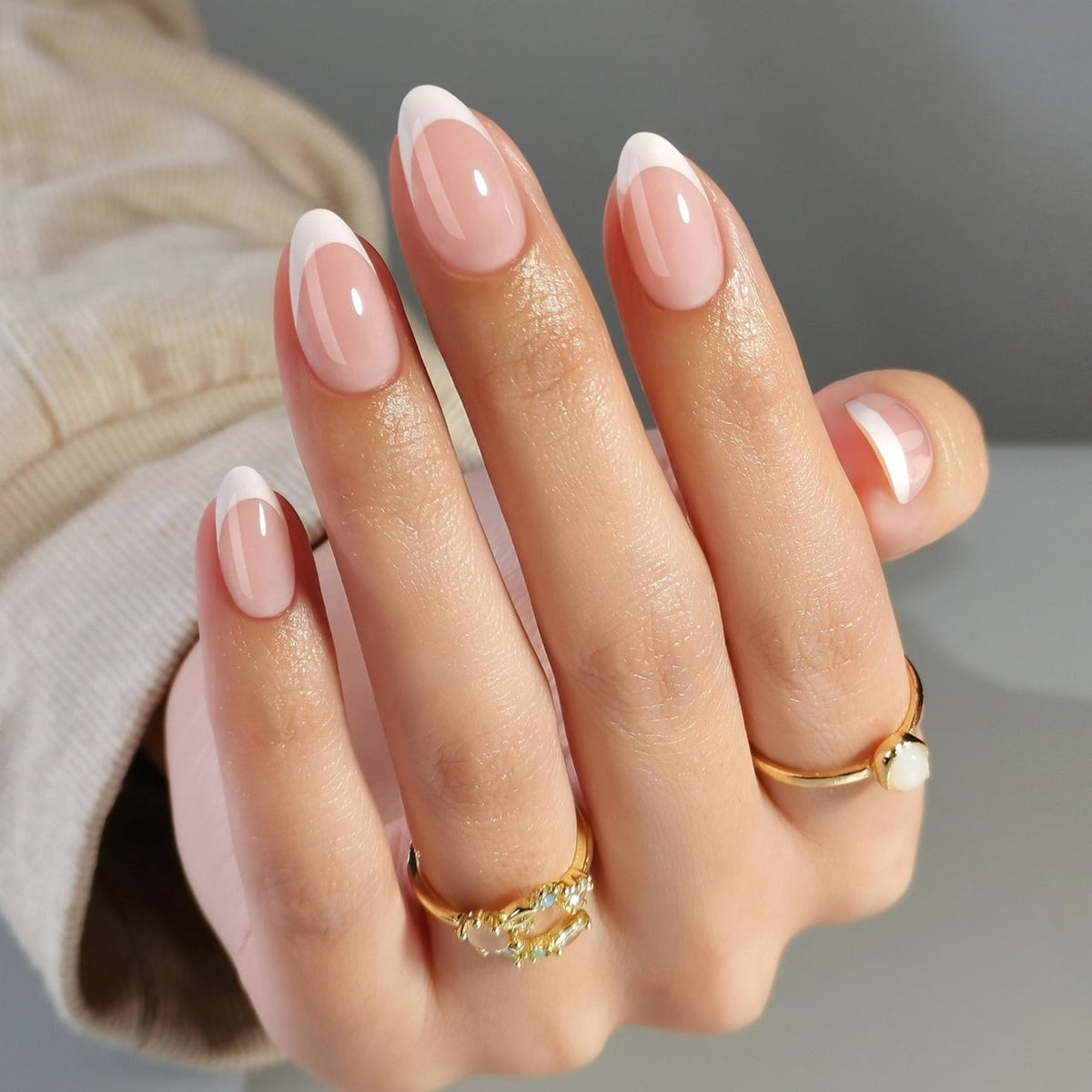 Sheer Nude French Tip Medium Almond Nails Sheer Nude French Tip Medium Almond Nails — Simple Almond French Tip Nails