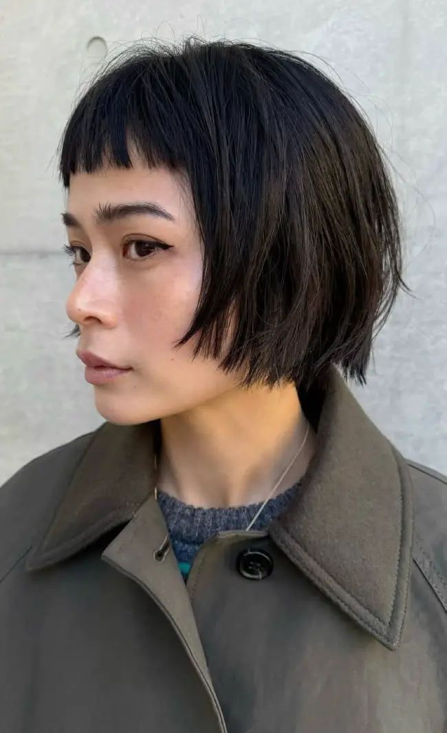 Ear-Length Blunt Bob With Micro Bangs — Simple Asian Haircuts