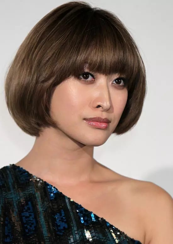 Chin-Length Bob With Blunt Bangs and Brown With Subtle Highlights — Simple Asian Haircuts
