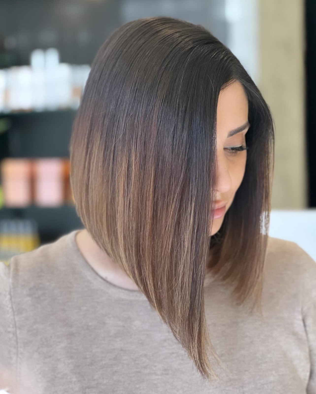 Dark Brown Collarbone Bob Dark Brown Collarbone Bob — Simple Asymmetrical Bob
