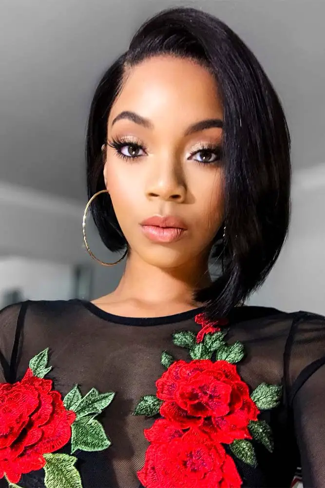 Sharp Black Chin Length Bob Sharp Black Chin Length Bob — Simple Asymmetrical Bob