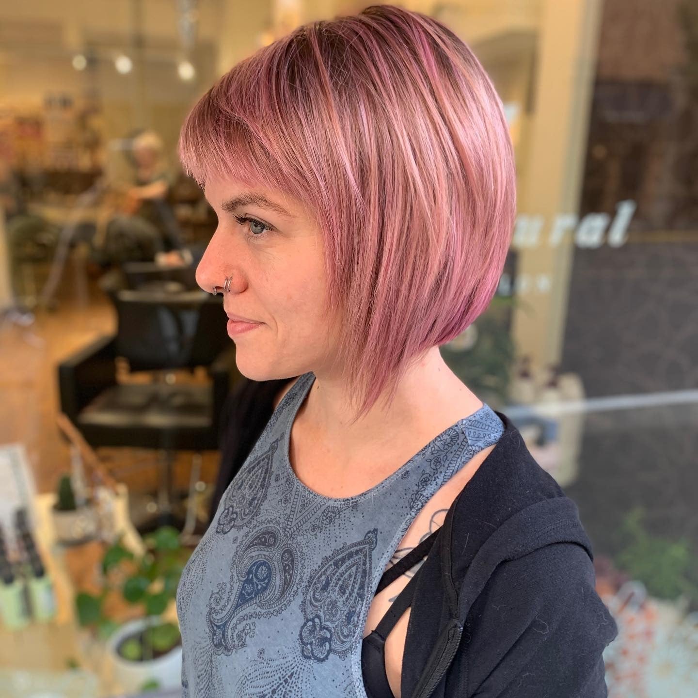 Vibrant Pink Asymmetrical Bob Vibrant Pink Asymmetrical Bob — Simple Asymmetrical Bob