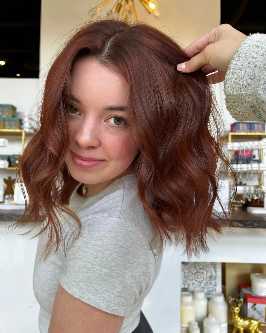Chin Bob With Auburn Base and Lighter Balayage Chin Bob With Auburn Base and Lighter Balayage — Simple Auburn Balayage
