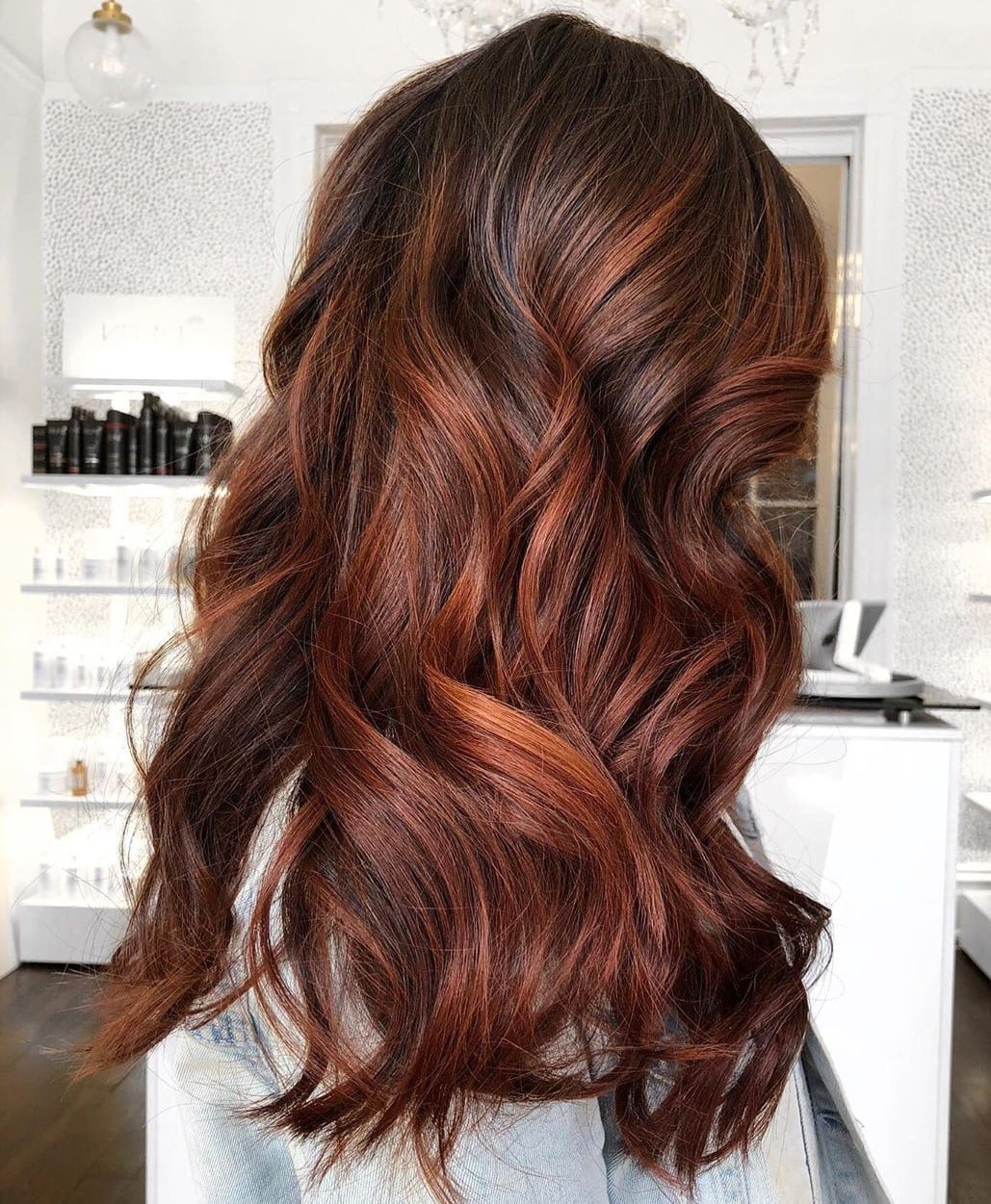 Mid-Back Dark Auburn With Lighter Auburn Balayage Mid-Back Dark Auburn With Lighter Auburn Balayage — Simple Auburn Balayage