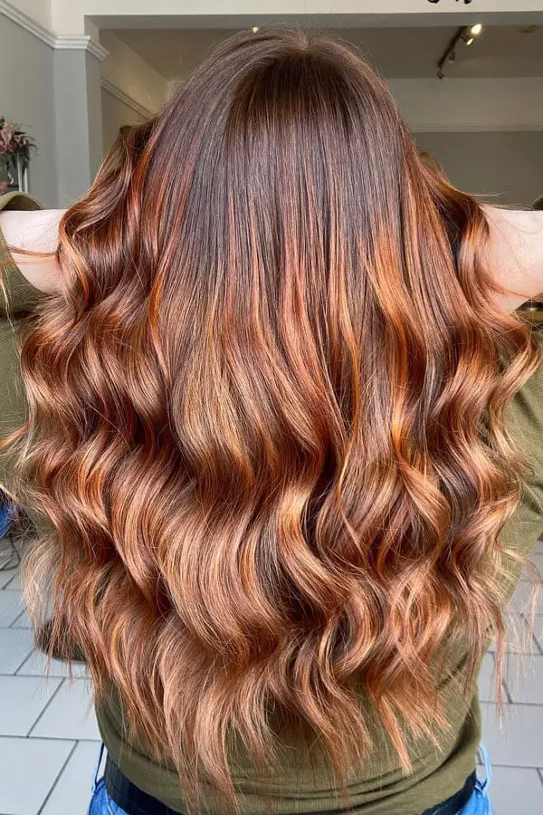 Mid-Back Rich Auburn With Lighter Balayage and Creating Dimension Mid-Back Rich Auburn With Lighter Balayage and Creating Dimension — Simple Auburn Balayage