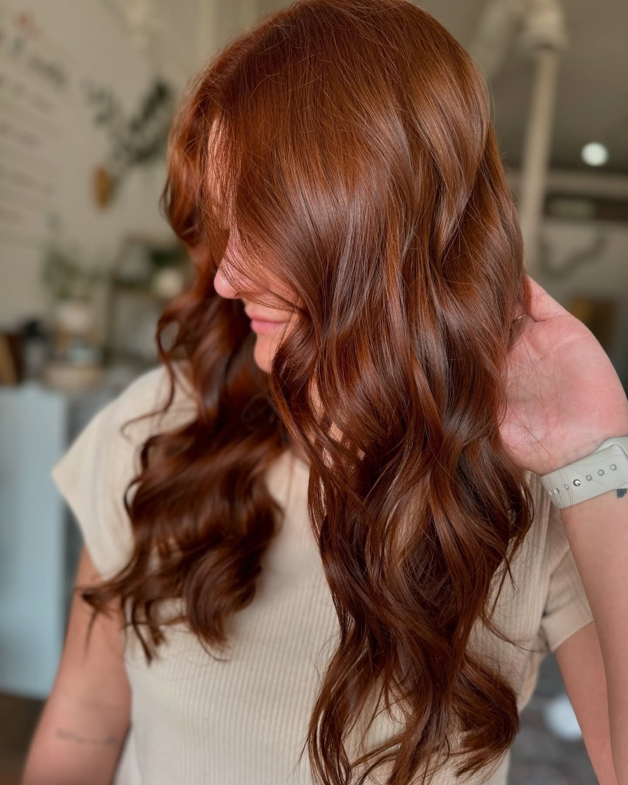Mid-Back Warm Auburn With Lighter Auburn Balayage, Middle Mid-Back Warm Auburn With Lighter Auburn Balayage, Middle — Simple Auburn Balayage