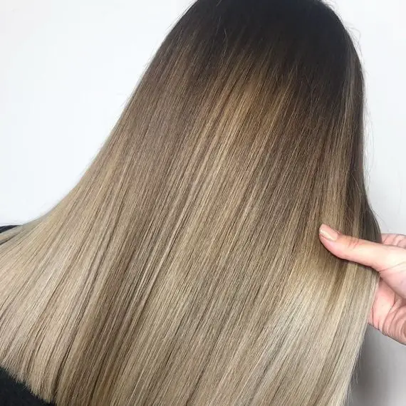Mid-Back Straight Hair Dark Brown To Ash Blonde, Layers Mid-Back Straight Hair Dark Brown To Ash Blonde, Layers — Simple Balayage