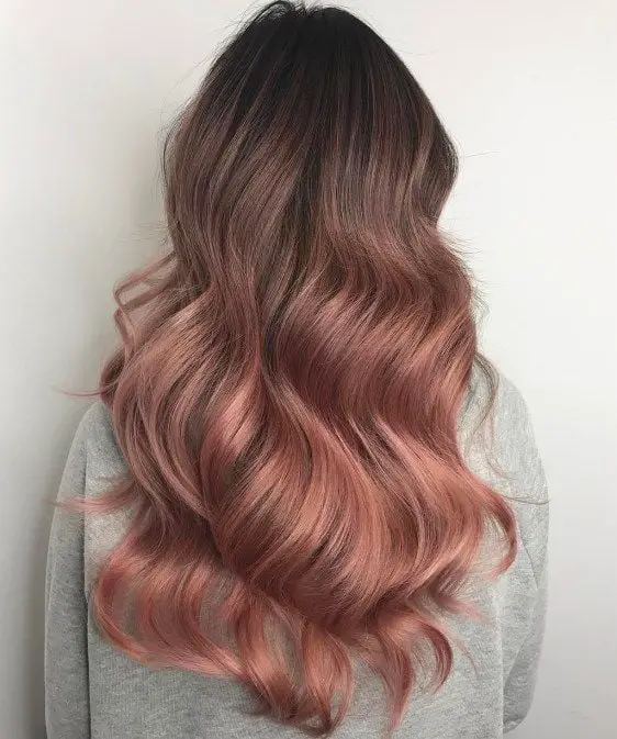 Mid-Back Dark Brown To Rose Gold Balayage Mid-Back Dark Brown To Rose Gold Balayage — Simple Balayage