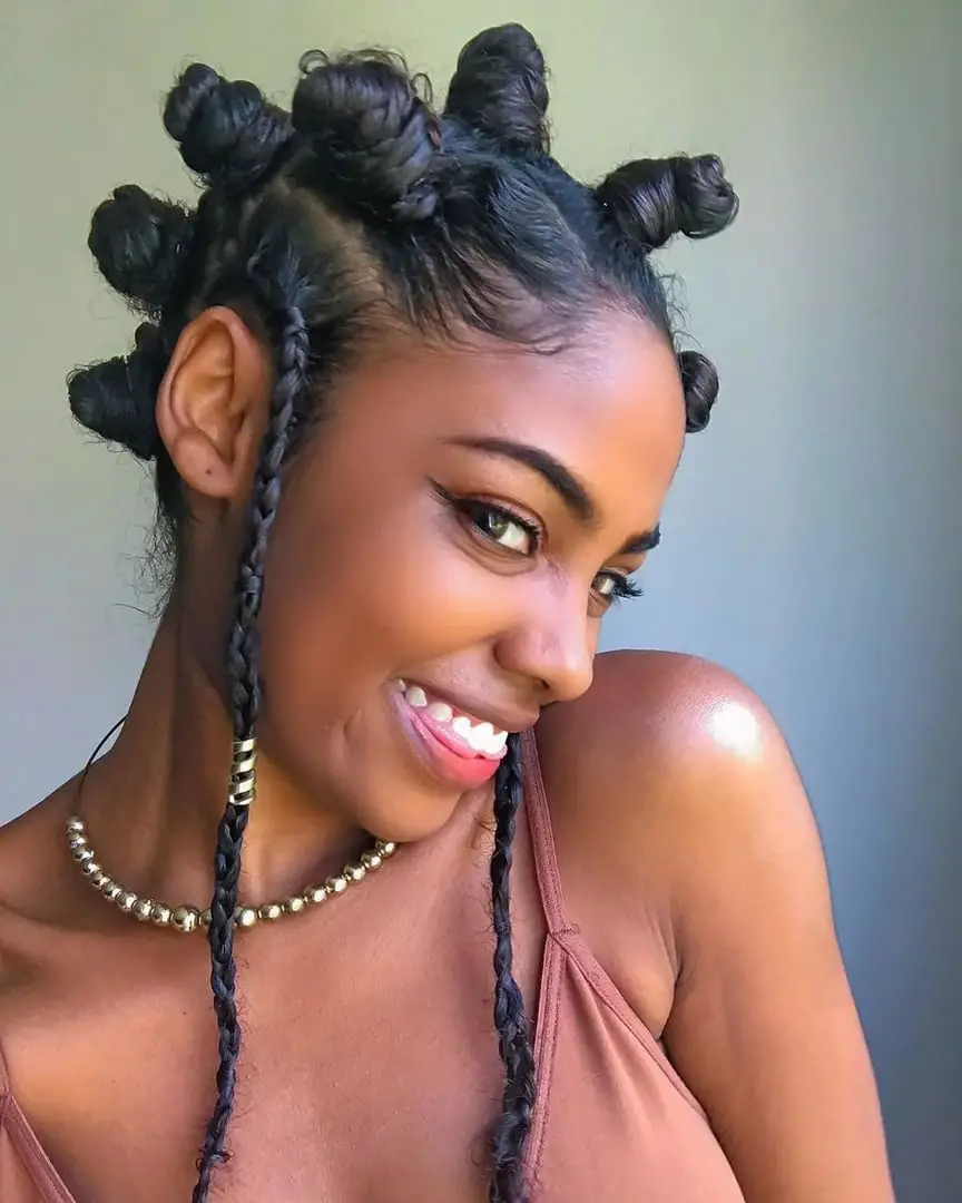 Ribbed Knit Cami Top with Bantu Knots and Beaded Necklace Ribbed Knit Cami Top with Bantu Knots and Beaded Necklace — Simple Bantu Knots