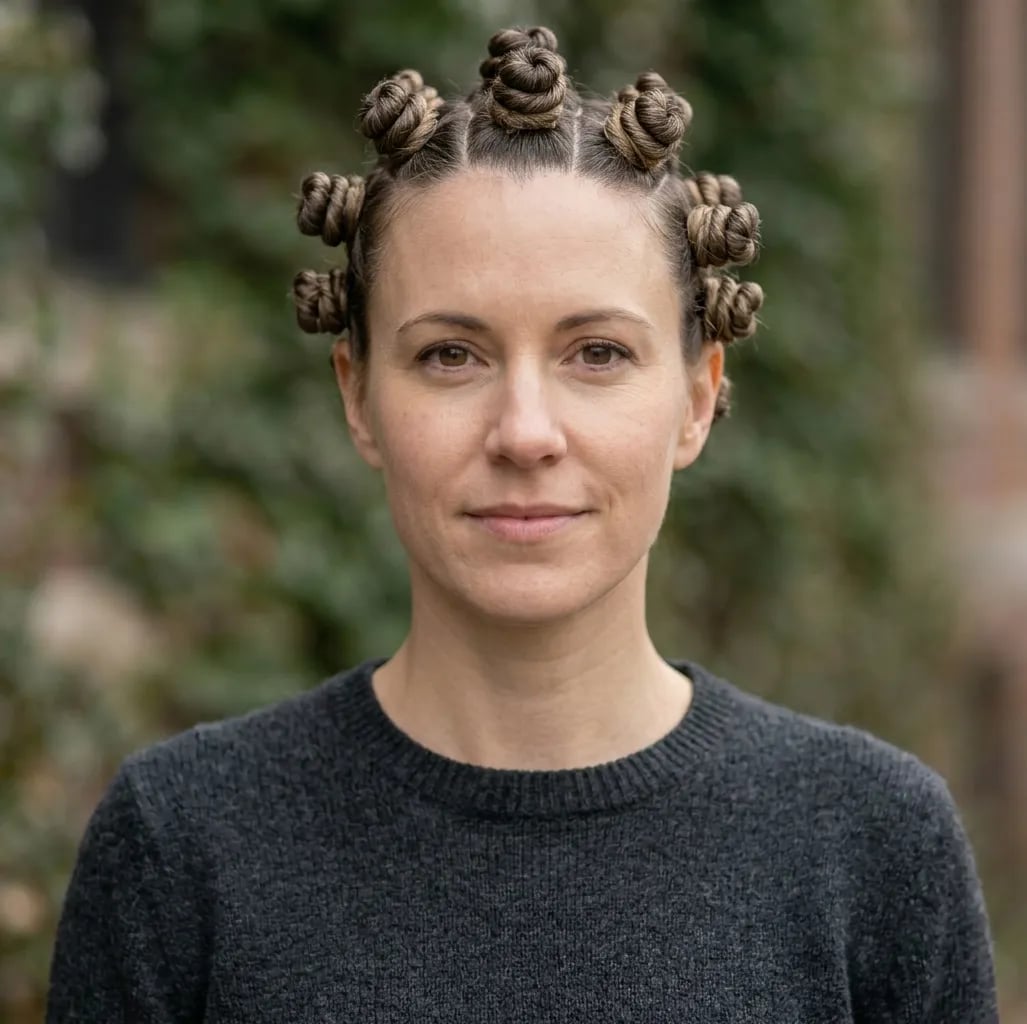 Bantu Knots with Dark Gray Knit Sweater Bantu Knots with Dark Gray Knit Sweater — Simple Bantu Knots