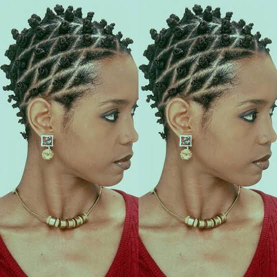 Intricate Bantu Knots with Red Knit Top Intricate Bantu Knots with Red Knit Top — Simple Bantu Knots