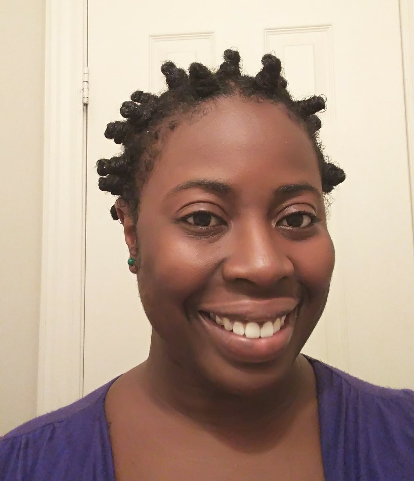 Purple Crew Neck Top with Bantu Knots Purple Crew Neck Top with Bantu Knots — Simple Bantu Knots