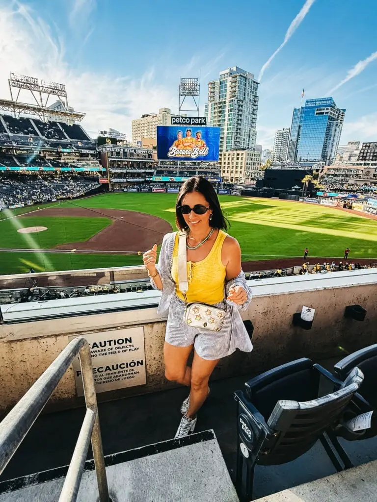 Striped Cardigan with Yellow Tank and Matching Shorts Striped Cardigan with Yellow Tank and Matching Shorts — Simple Baseball Game Outfits