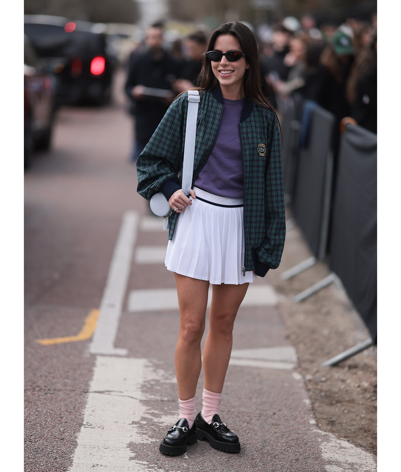 Plaid Bomber Jacket and Mini Skirt Ensemble Plaid Bomber Jacket and Mini Skirt Ensemble — Simple Baseball Game Outfits