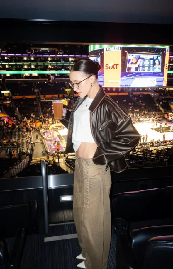 Oversized Leather Jacket with Khaki Pants Oversized Leather Jacket with Khaki Pants — Simple Basketball Game Outfits
