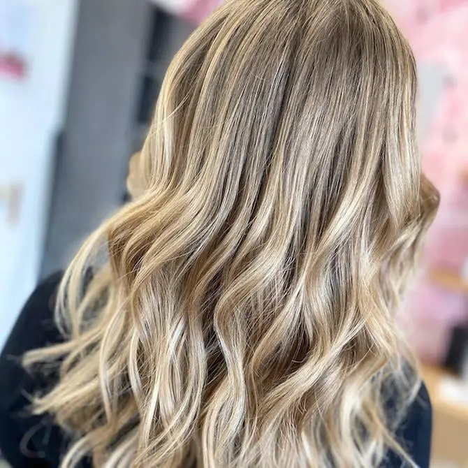 Mid-Back Wavy Hair With Beige Highlights Mid-Back Wavy Hair With Beige Highlights — Simple Beige Highlights