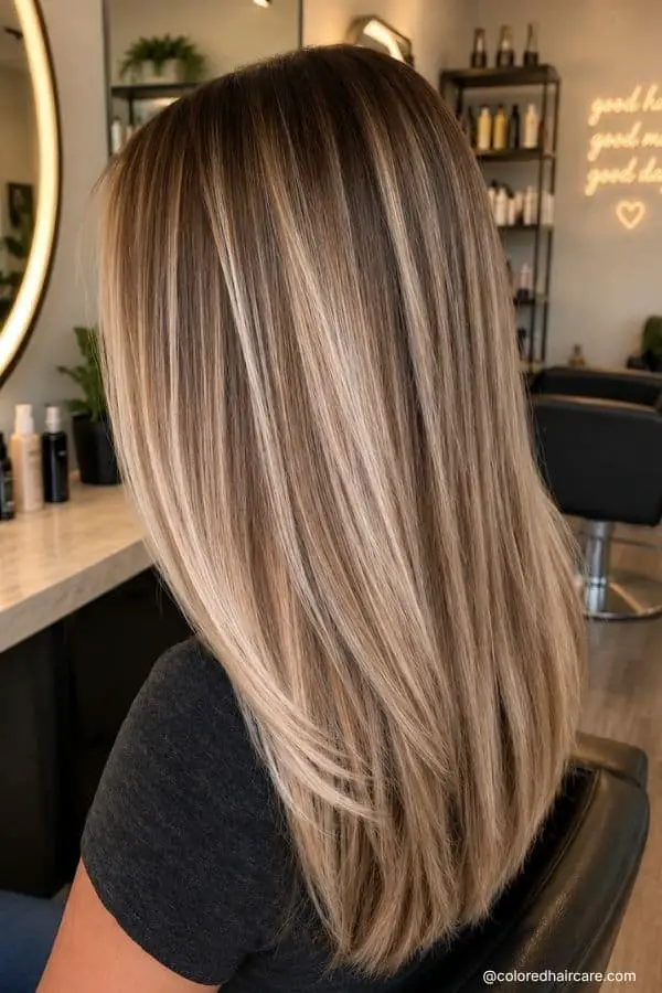 Collarbone Long Bob With Blended Beige Highlights Collarbone Long Bob With Blended Beige Highlights — Simple Beige Highlights