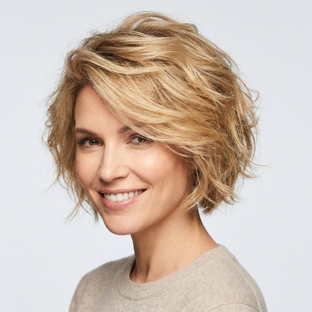 Ash Blonde Bixie With Textured Blowout — Simple Bixie Haircut