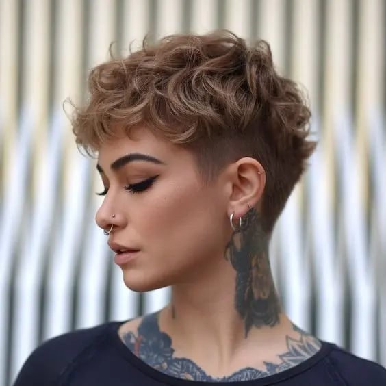 Undercut Bixie With Curly Bangs — Simple Bixie Haircut