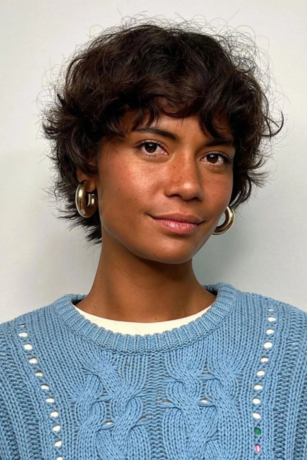 Ear Length Bixie With Textured Layers, Dark Brown — Simple Bixie Haircut