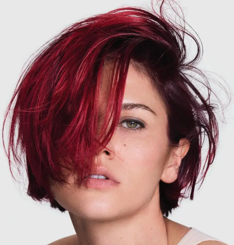 Vibrant Red Bixie With Choppy Layers — Simple Bixie Haircut