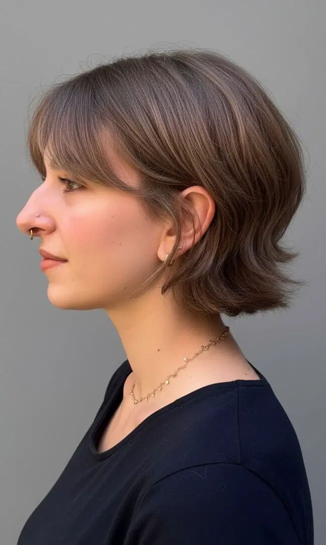 Ash Brown Bixie Bob With Tapered Nape — Simple Bixie Haircut
