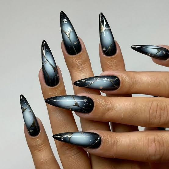 Black Acrylic Nail Ideas — Simple Black Chrome Nails