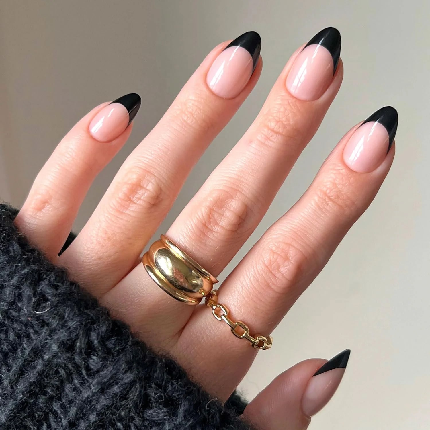 Medium Pointed Black French Tip Nails Medium Pointed Black French Tip Nails — Simple Black French Nails