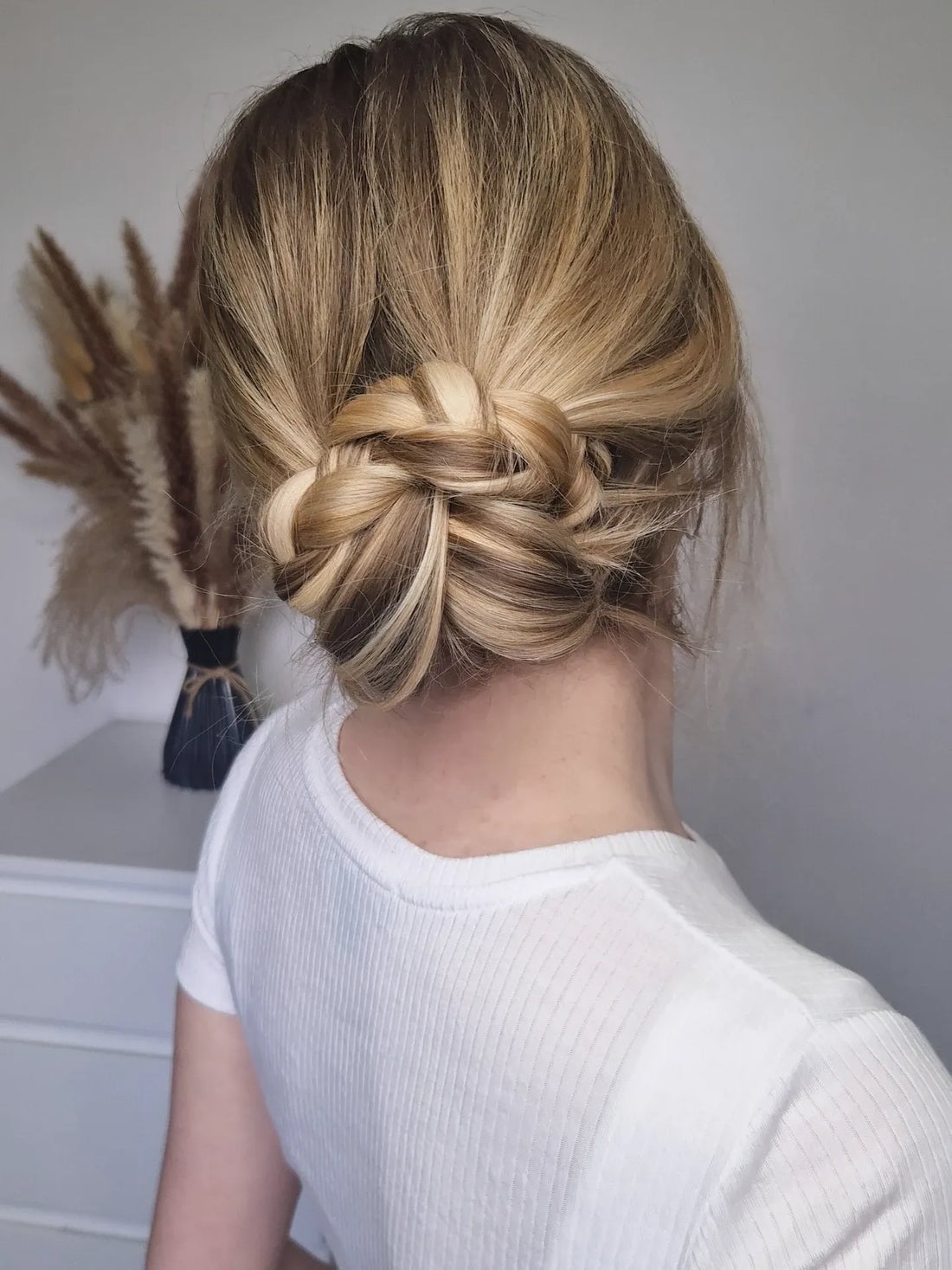 Ash Blonde Braided Updo With Loose Strands Ash Blonde Braided Updo With Loose Strands — Simple Blonde Braids