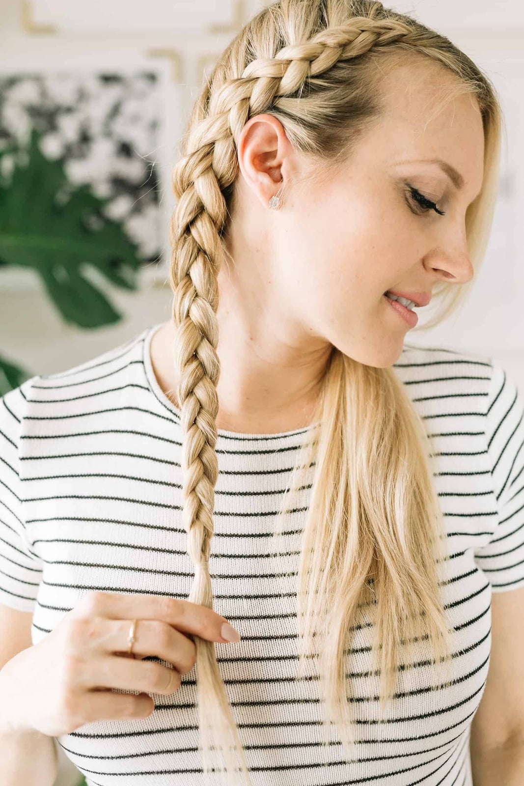 Blonde Prominent Dutch Braid Side Part Blonde Prominent Dutch Braid Side Part — Simple Blonde Braids