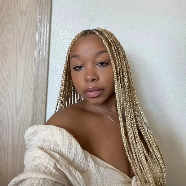 Platinum Blonde Tight Uniform Braids Platinum Blonde Tight Uniform Braids — Simple Blonde Braids