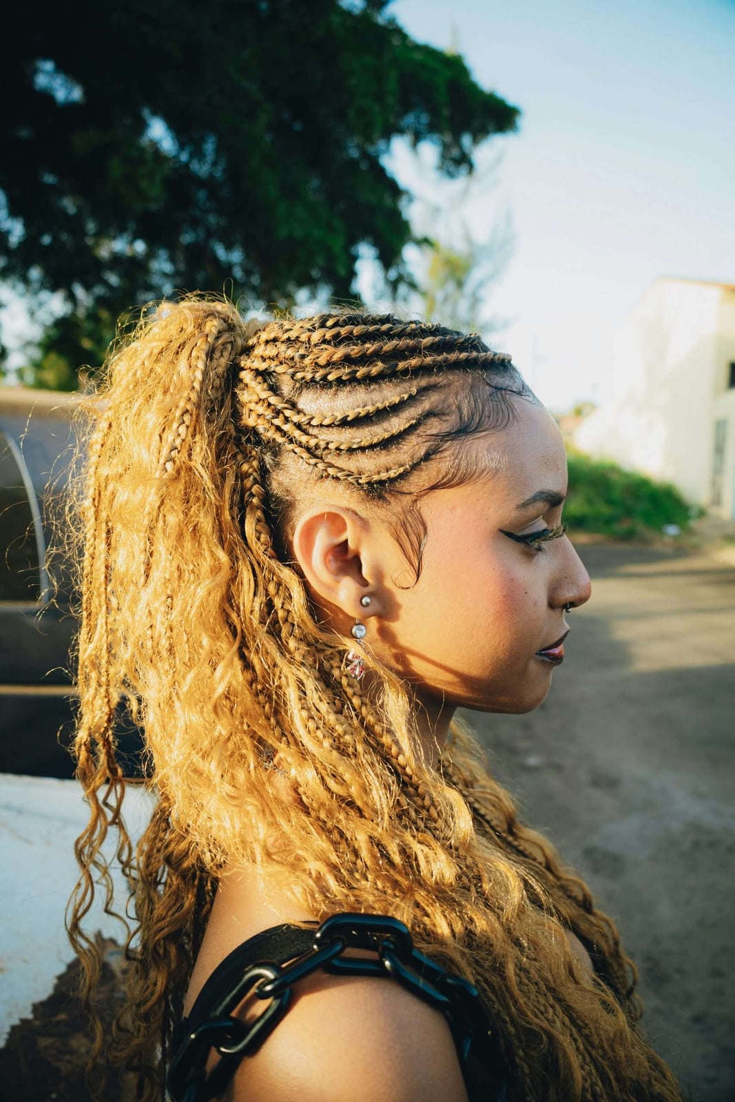 Honey Blonde Braids Into Ponytail With Curls Honey Blonde Braids Into Ponytail With Curls — Simple Blonde Braids