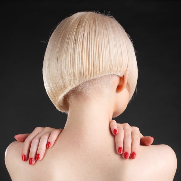 Ear Length Platinum Blonde Bob With Undercut, Straight — Simple Blonde Haircuts