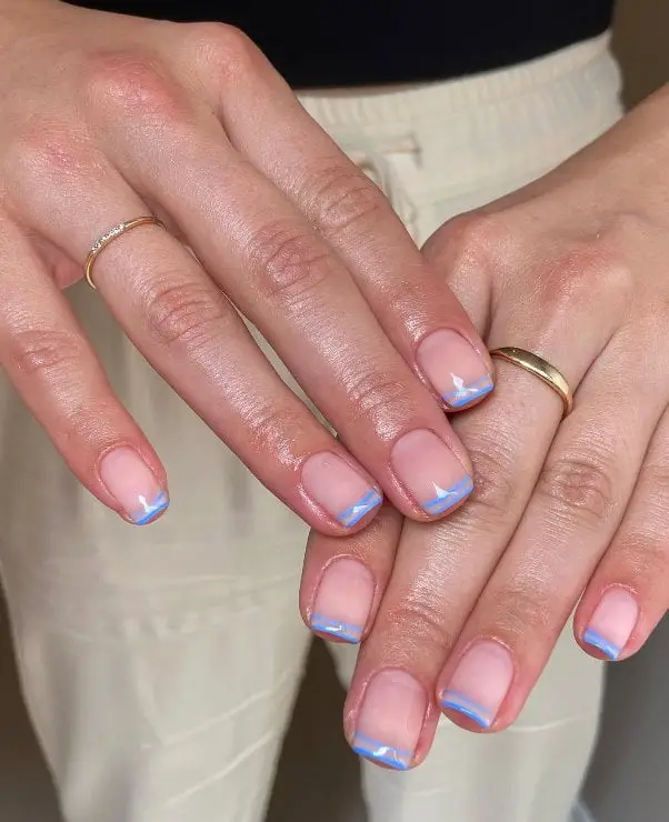 Simple Light Blue French Tip Short Almond Nails Simple Light Blue French Tip Short Almond Nails — Simple Blue French Tip Nails
