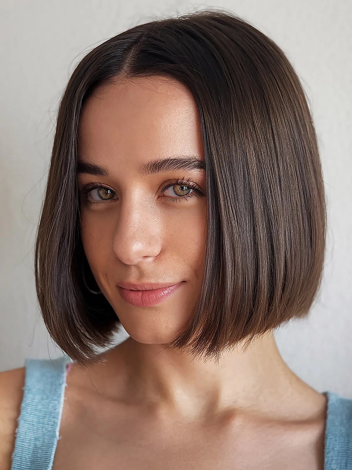 Dark Brown Chin Length Blunt Bob — Simple Blunt Bob