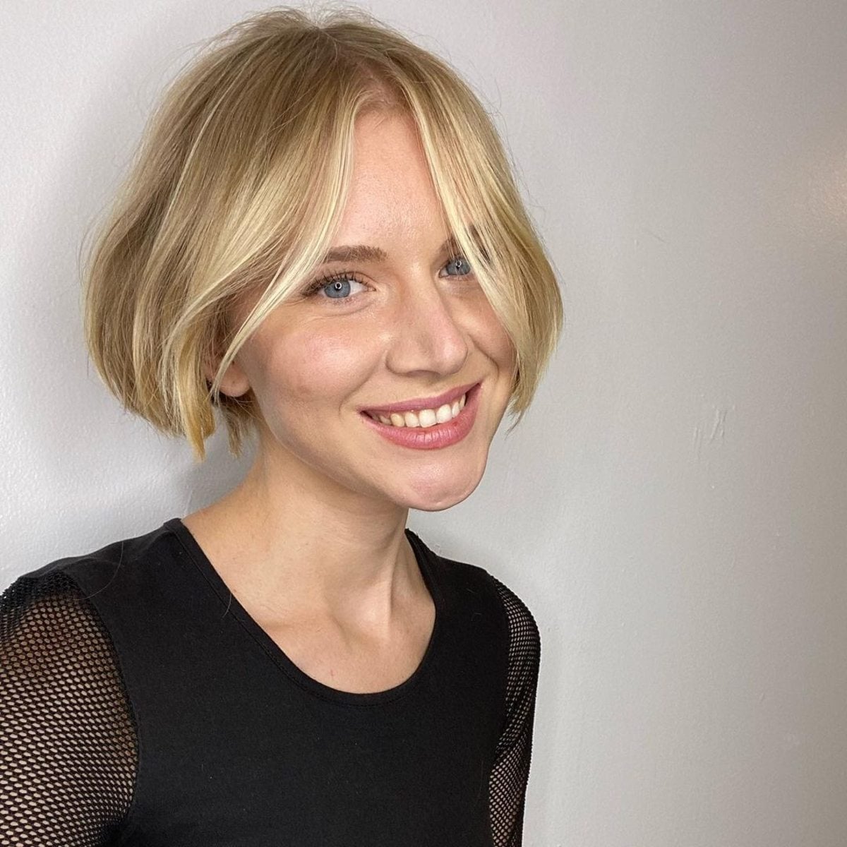 Ash Blonde Bob With Face Framing — Simple Blunt Bob