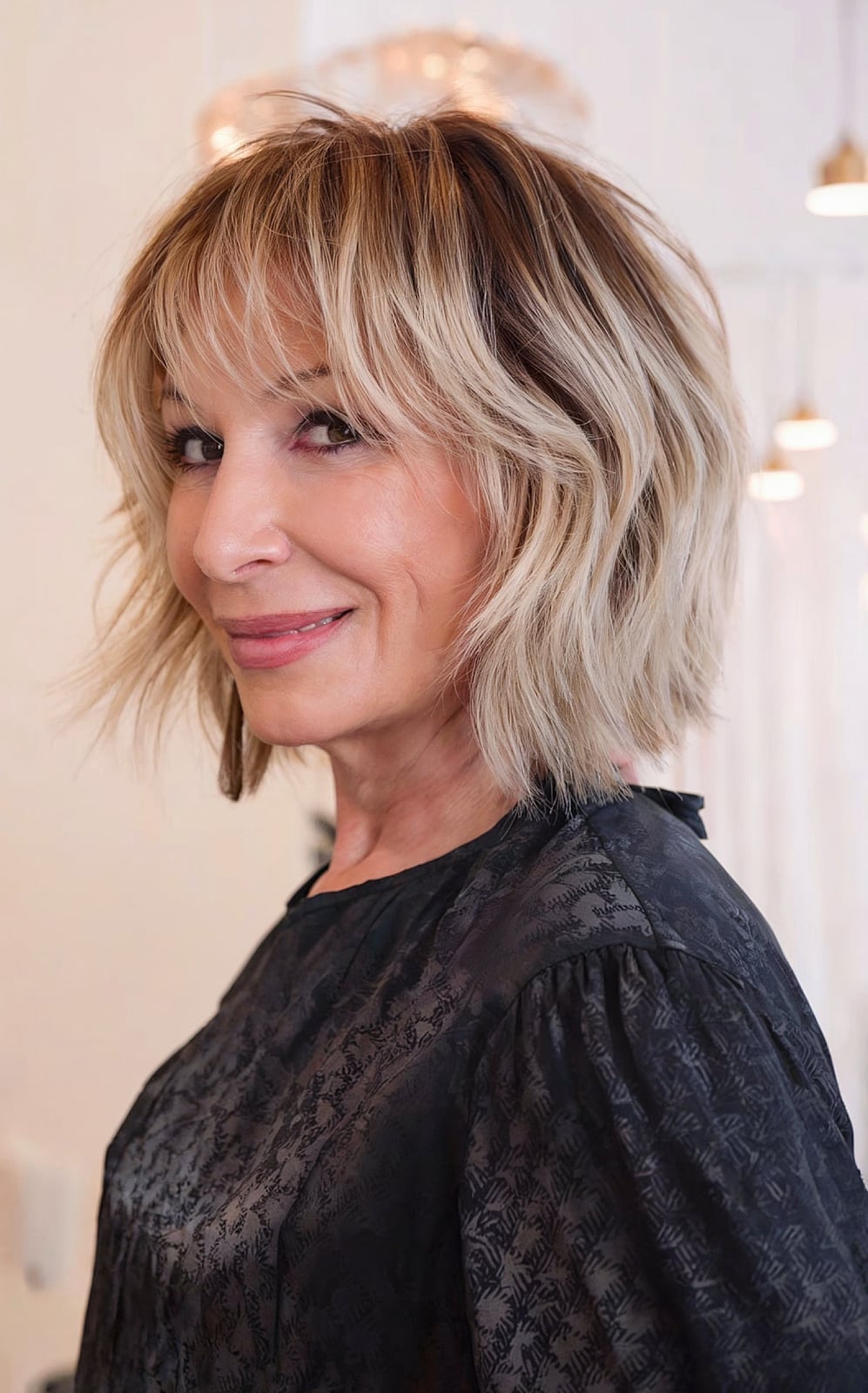 Glossy Dark Brown Bob Poker Straight — Simple Blunt Bob