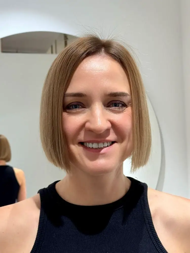 Ash Blonde Collarbone Blunt Bob — Simple Bob for Fine Hair