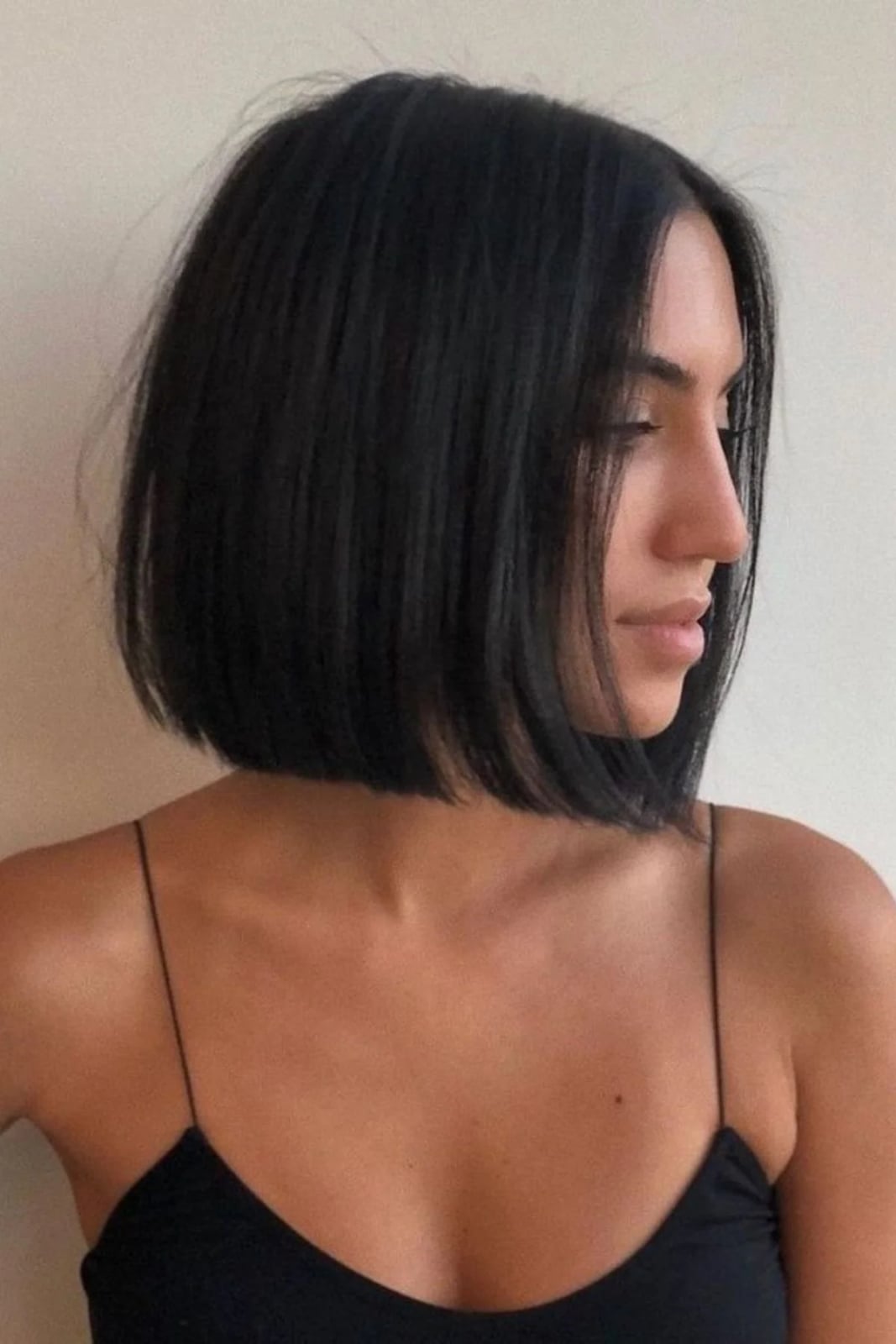 Black Collarbone Blunt Bob Sleek — Simple Bob for Fine Hair