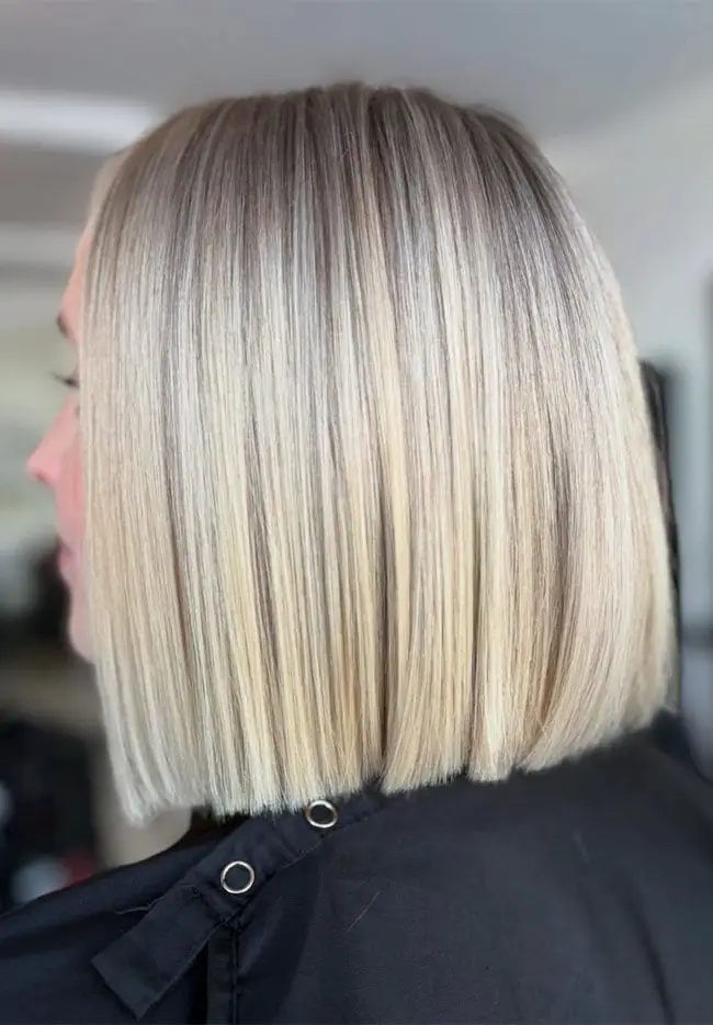 Ash Blonde Collarbone Bob Root Shadow — Simple Bob for Fine Hair