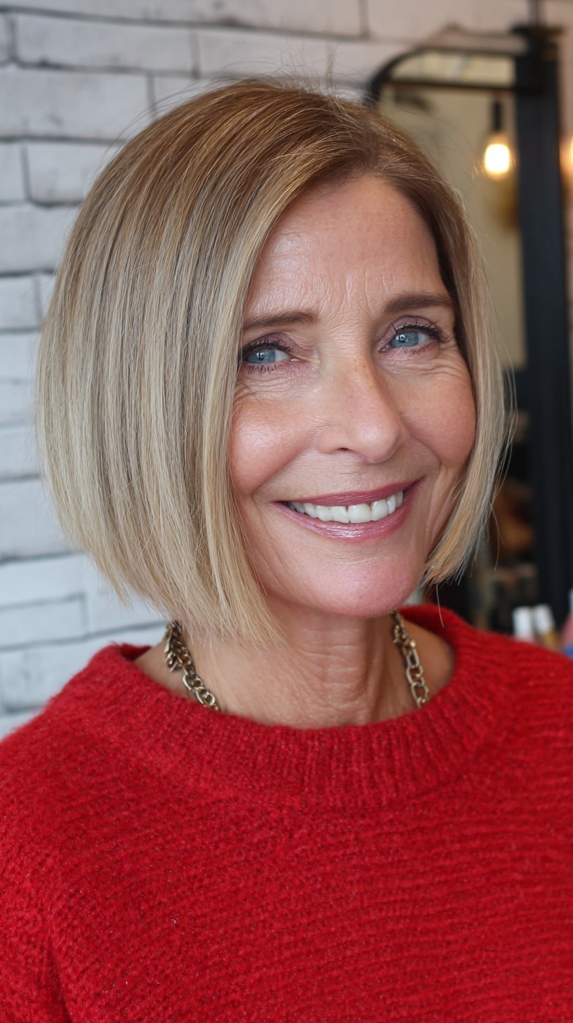 Sleek Chin Bob Ash Blonde Sharp Line — Simple Bob for Fine Hair