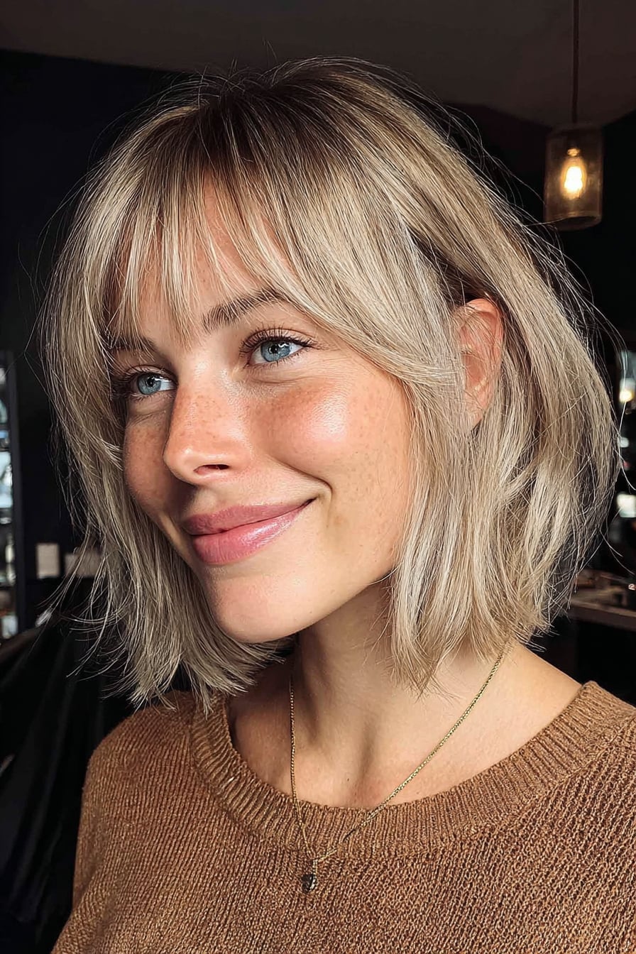 Ash Blonde Bob Choppy Texture — Simple Bob for Fine Hair