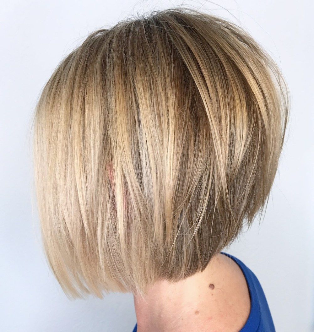 Blonde Stacked Bob With Angled Finish Blonde Stacked Bob With Angled Finish — Simple Bob Haircuts