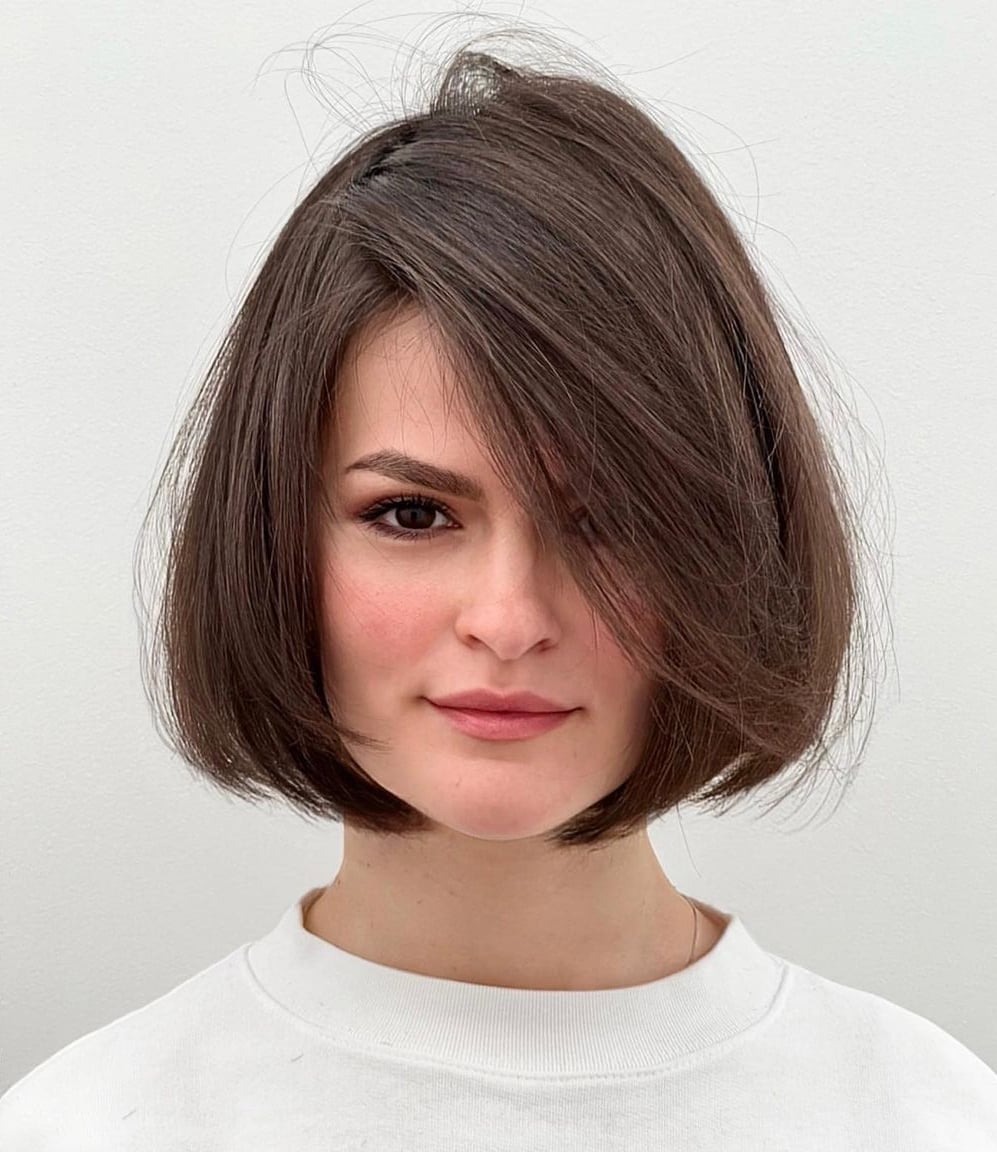Chin Length Bob Asymmetrical Side Part Chin Length Bob Asymmetrical Side Part — Simple Bob Haircuts