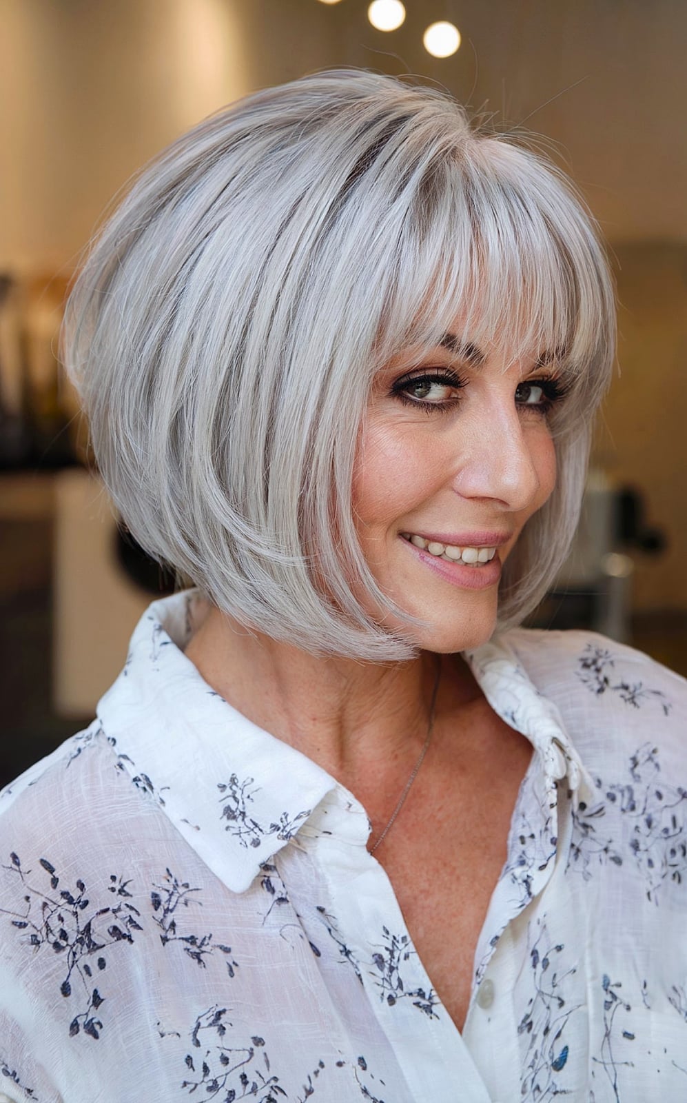 Gray Bob Collarbone Full Bangs Voluminous Gray Bob Collarbone Full Bangs Voluminous — Simple Bob Hairstyles