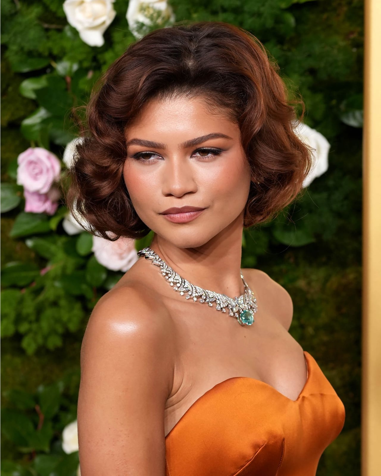 Chin Length Auburn Bob With Voluminous Curls Chin Length Auburn Bob With Voluminous Curls — Simple Bob with Curls