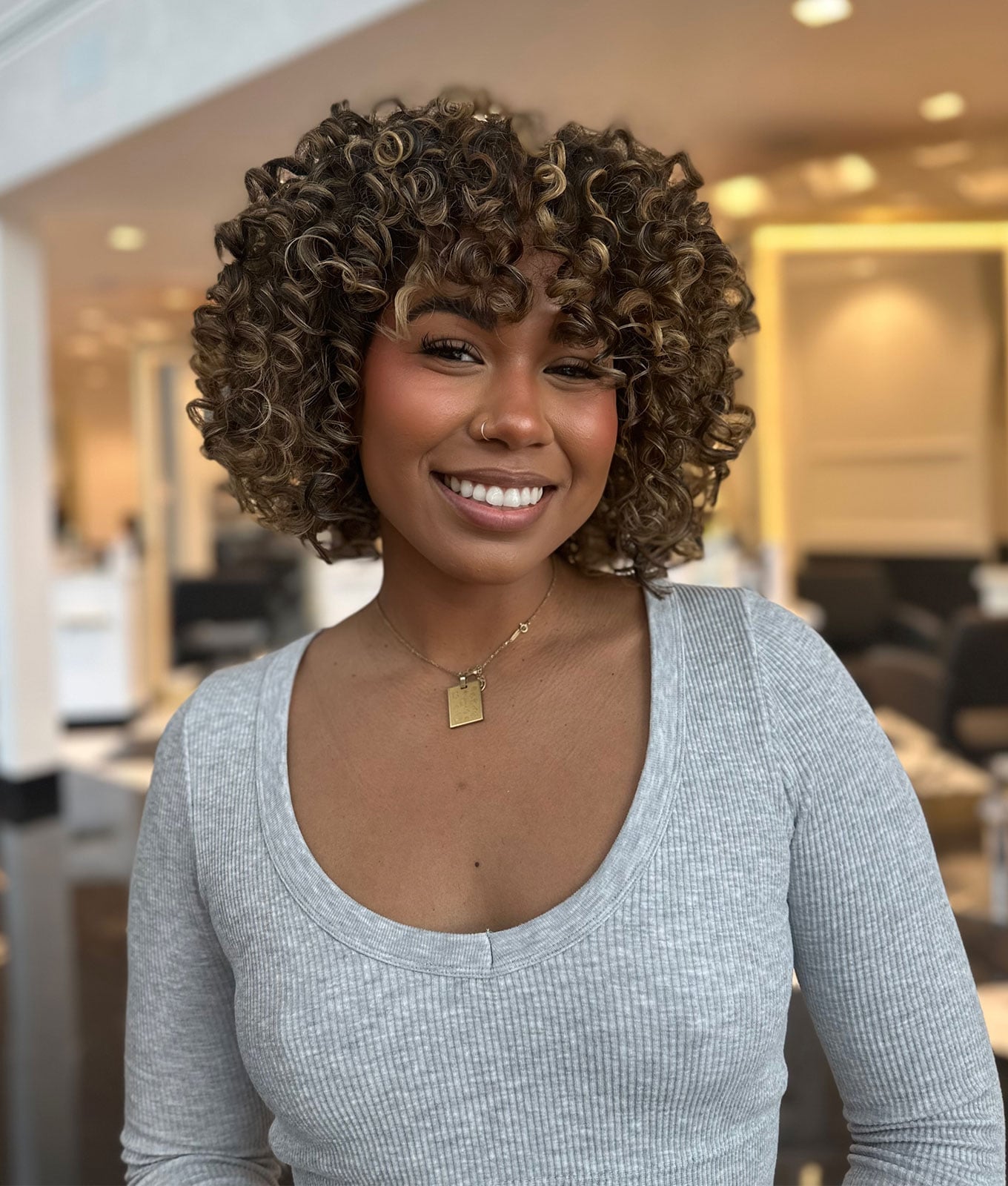 Chin Length Bob With Defined Dark Brown Curls, Close-Up Take Chin Length Bob With Defined Dark Brown Curls, Close-Up Take — Simple Bob with Curls
