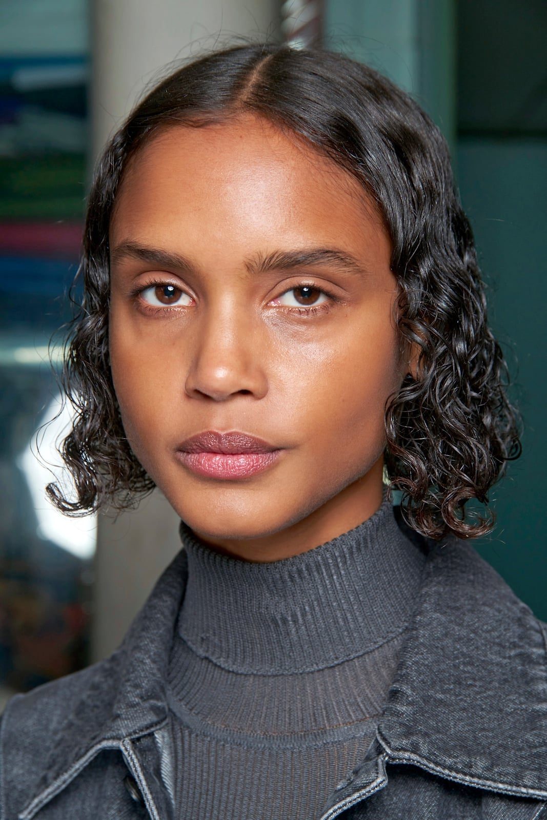 Chin Length Bob With Defined Dark Brown Curls, Office-Safe Version Chin Length Bob With Defined Dark Brown Curls, Office-Safe Version — Simple Bob with Curls