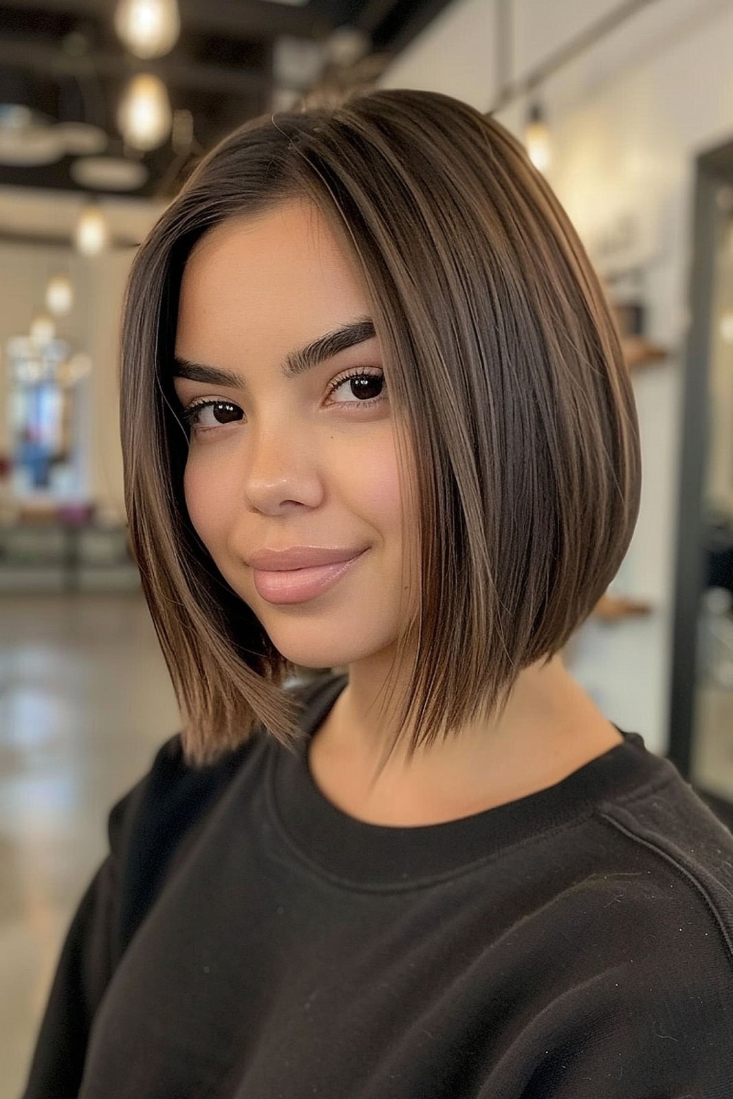 Sleek Chin Bob With Subtle Highlights — Simple Bob with Highlights