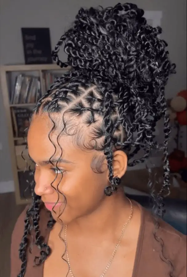 Black Box Braid Updo With Cascading Loose Braids Black Box Braid Updo With Cascading Loose Braids — Simple Boho Braids